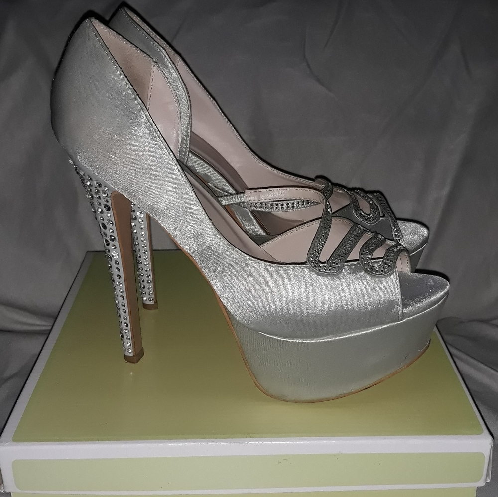 Satin High heels  shoes with Platform